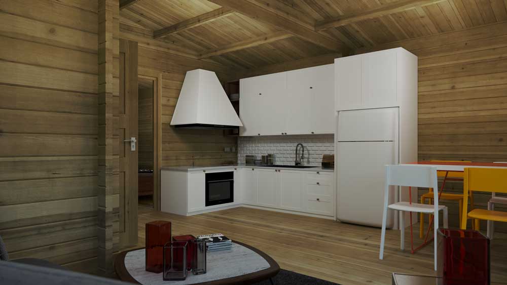 BUDGET TWO BED A LOG CABIN 5.2m x 10.2m-interior