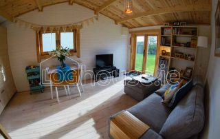 One Bed Log Cabin Living Room Side